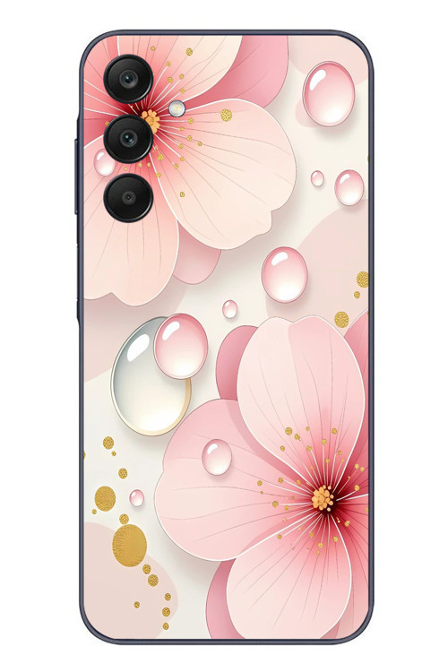 Samsung Galaxy A25 Uyumlu Damlalı Çiçekler Baskılı Silikon Kılıf