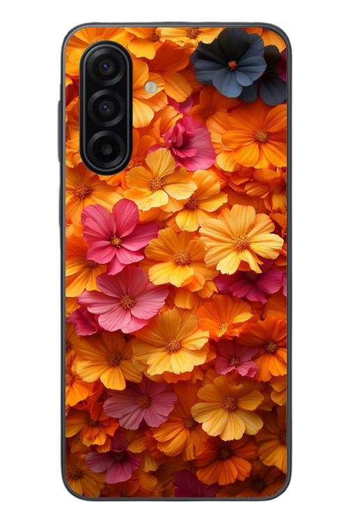 Samsung Galaxy A17 Uyumlu Sarı Pembe Çiçekler Baskılı Silikon Kılıf