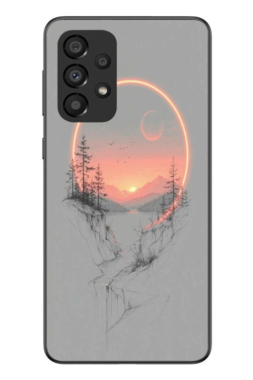 Samsung Galaxy A33 Uyumlu Günbatımı Mermer Desenli Baskılı Silikon Kılıf