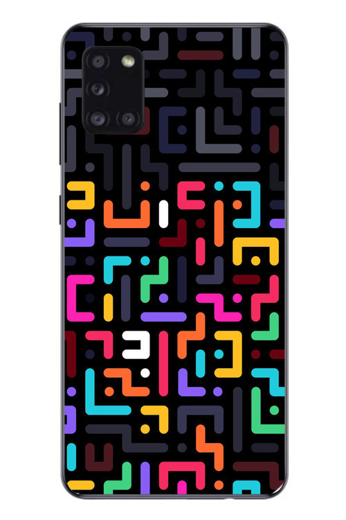 Samsung Galaxy A31 Uyumlu Renkli Karışık Çizgiler Baskılı Silikon Kılıf