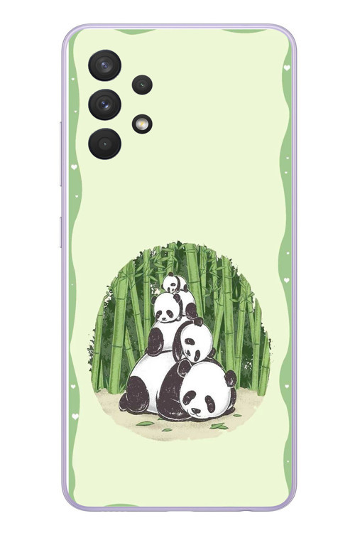 Samsung Galaxy A32 Uyumlu Panda Ailesi Baskılı Silikon Kılıf
