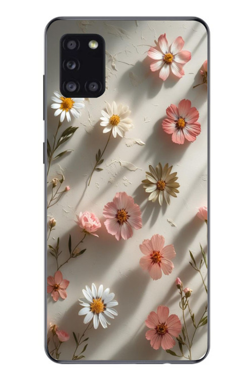 Samsung Galaxy A31 Uyumlu Papatya Çiçekleri Baskılı Silikon Kılıf