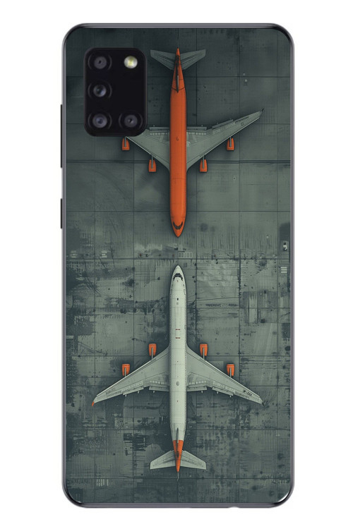 Samsung Galaxy A31 Uyumlu İki Uçak Baskılı Silikon Kılıf