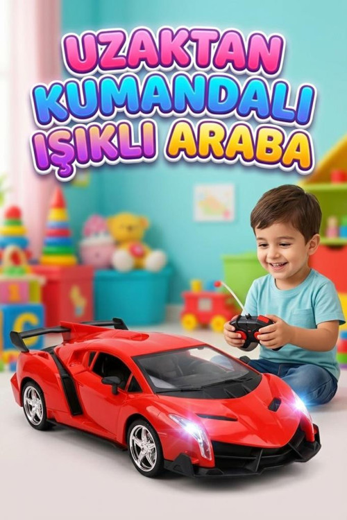 Uzaktan Kumandalı Spor Yarış Arabası – 40 MHz 4 Fonksiyonlu Pilli Oyuncak Spor Araba KIRMIZI