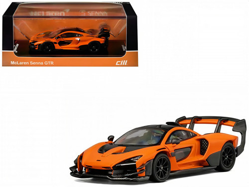 CM Model 1/64 McLaren Senna GTR Orange Metallic with Carbon Hood and Black Top