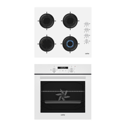 4 Fonksiyon Dijital Beyaz Power Turbo 2'li Cam Ocaklı Ankastre Set (Fırın+Ocak)