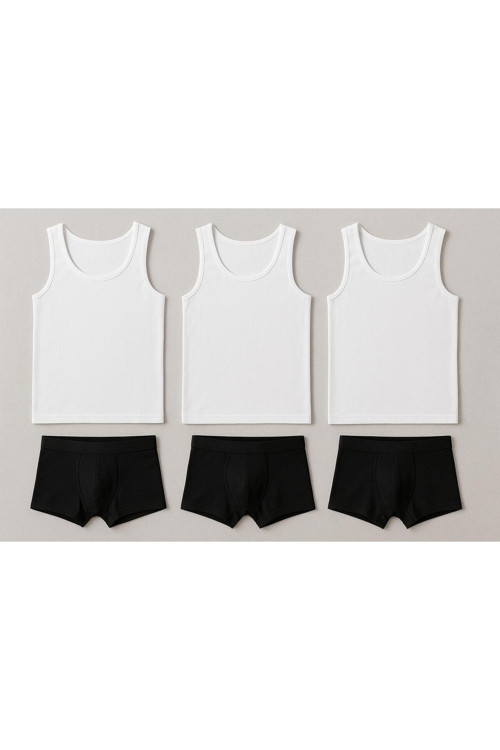 ERKEK EKONOMİK LİKRALI 3 LÜ SET ATLET VE BOXER TAKIMI 3 ATLET 3 BOXER