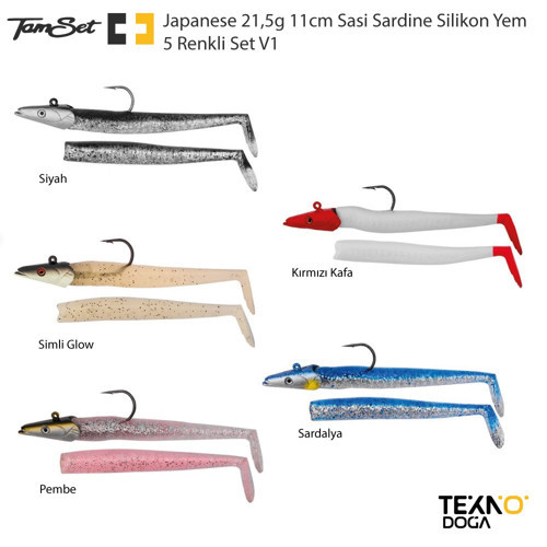 21.5g 11cm Sasi Sardine Silikon Yem 5 Renkli Set V1