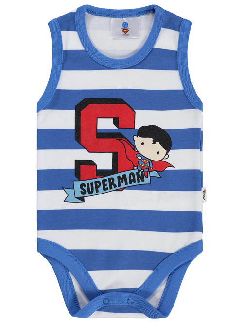 Superman Baskılı 3-18 Ay Çıtçıtlı Badi - Mavi