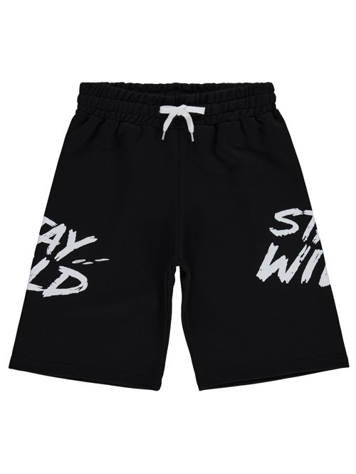 Stay Wild Baskılı 10-13 Yaş Kapri - Siyah