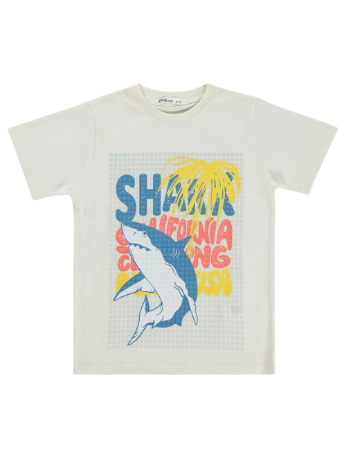 Shark California 10-13 Yaş Tişört - Kırık Beyaz