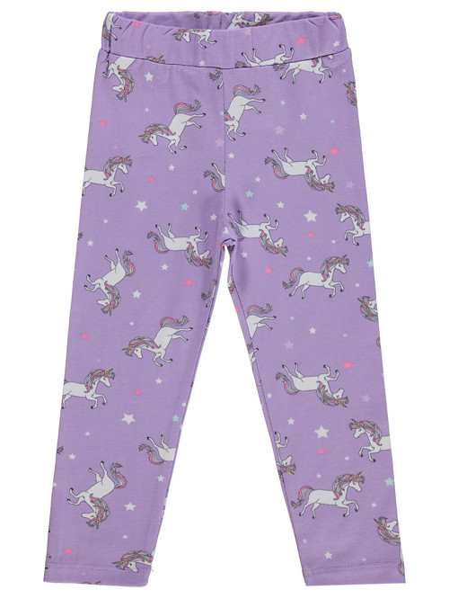 Unicorn Baskılı 2-5 Yaş Tayt - Lila