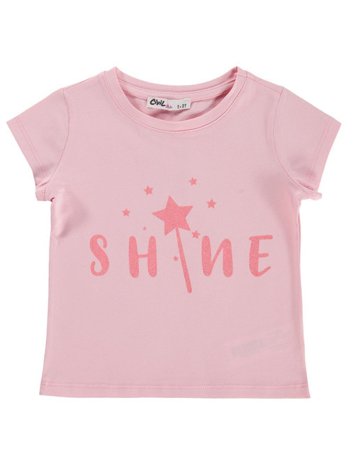 Shine Baskılı 2-5 Yaş Tişört - Pembe