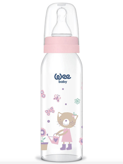 Sılıkon Klasık Kıraz Uclu Cam Bıberon 250 ml - Pembe