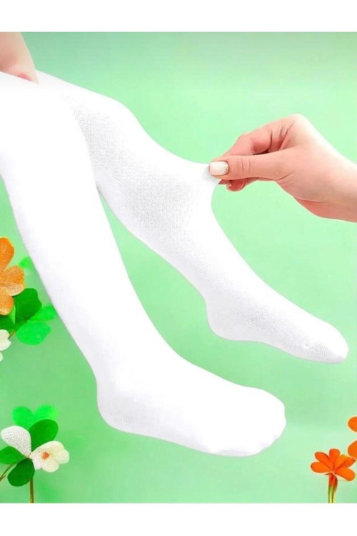 Kız Çocuk 5'li Paket Mevsimlik Beyaz Külotlu Çorap Okul Çorabı Gösteri Kıyafeti Çorabı