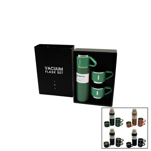 ÇANTALI 500ML 3 PARÇA BARDAKLI ÇELİK TERMOS SETİ (4604)