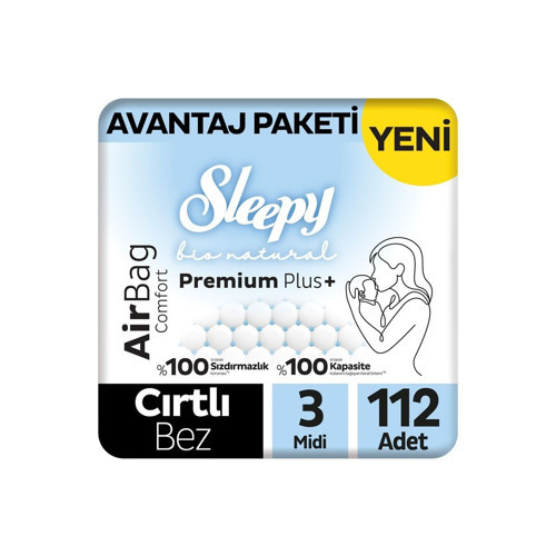 Bio Natural Premium Plus Airbag Comfort Avantaj Paketi Bebek Bezi 3 Numara Midi 112 Adet
