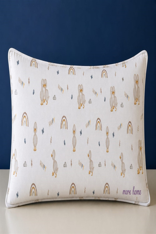 Müslin Bebek Yastık Kılıfı Kapaklı 35X45 Ördekli Krem