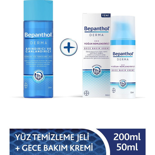 Derma Yoğun Nemlendirici Gece Bakım Kremi 50ML + Derma Arındırıcı & Canlandırıcı Günlük Yüz Temizleme Jeli 200