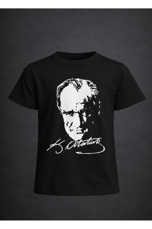 Erkek-Kız Çocuk ATATÜRK Baskılı Kısa Kollu T-Shirt 23 Nisan-10 Kasım-19 Ekim-Özel Bayramlar