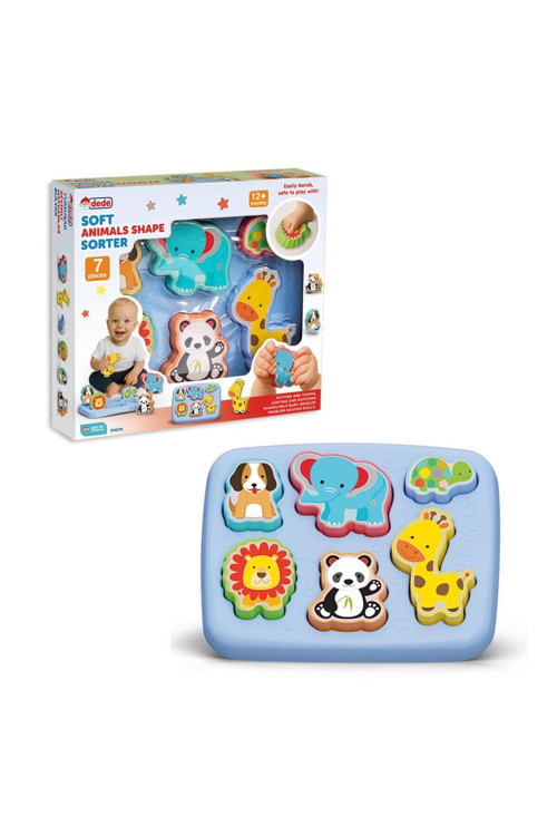Hayvan Figürlü Şekil Eşleştirme Oyuncağı – Eğitici Soft Shape Sorter (7 Parça, 12 Ay+)