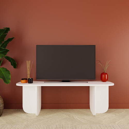 B0040 Beca Tv Ünitesi 100 cm Beyaz Tv Sehpası Televizyon Ünitesi Minimalist Modern 45 inç Tv Ünitesi