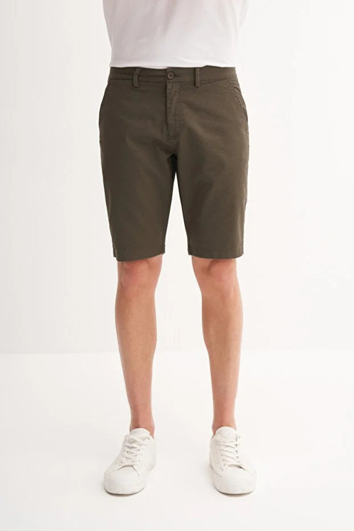 Slim Fit Bermuda Kısa Dar Paça Şort 6015 Haki