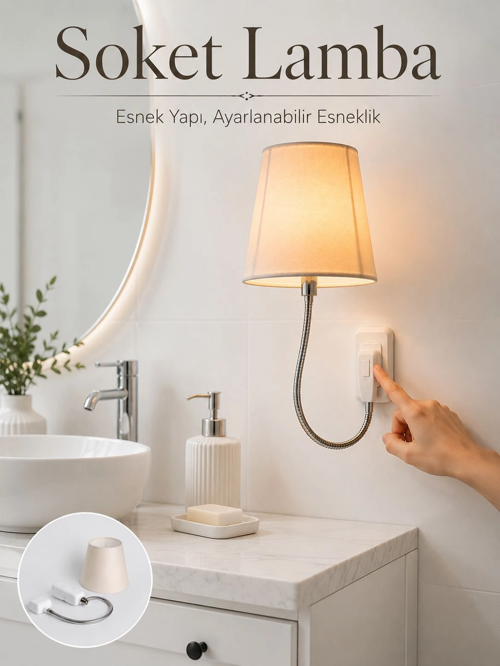 zenvias Mey İthalat® Soket Tipi Ayarlanabilir Başlıklı Dekoratif Gece Lambası znv2030