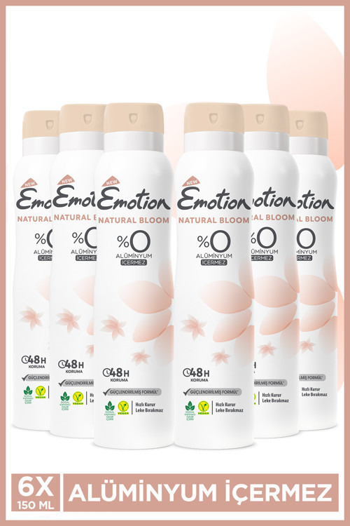 Natural Bloom Kadın Vegan Deodorant 6x150ml Hızlı Kurur, Leke Bırakmaz