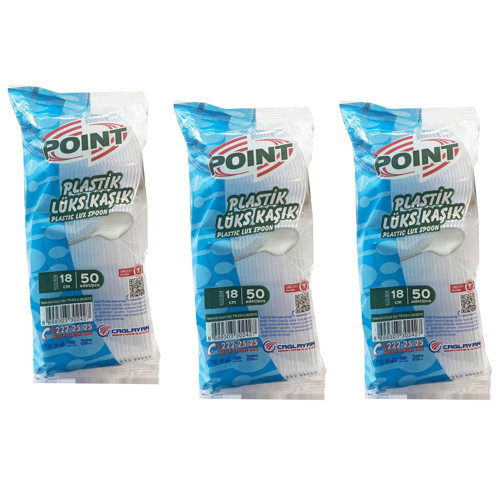 Point Plastik Lüx Şeffaf Kaşık - 18 Cm. - 3.2 Gr. - 50 Adetlik 3 Paket