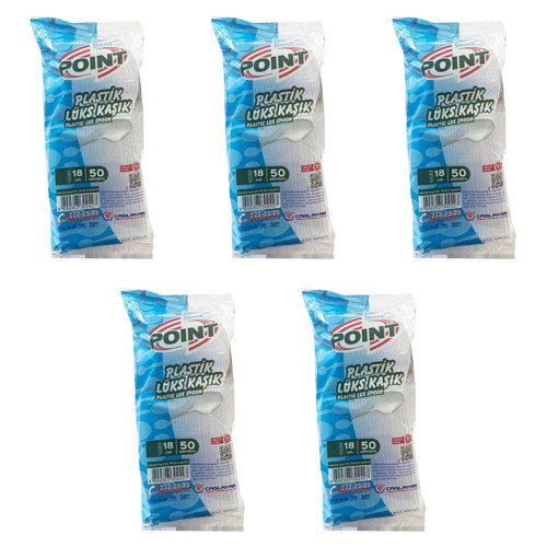 Point Plastik Lüx Şeffaf Kaşık - 18 Cm. - 3.2 Gr. - 50 Adetlik 5 Paket