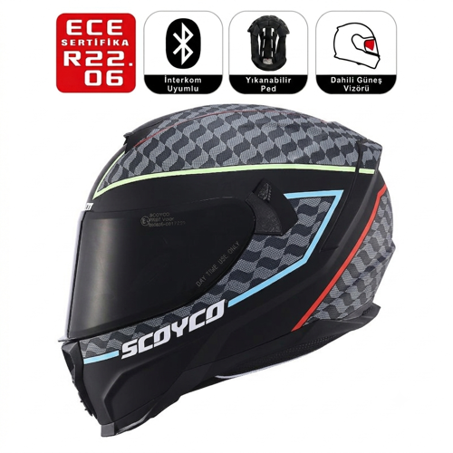 FF869 Ligtning Motosiklet Kaskı Güneş Vizörkü Full Face Motorcu Kask