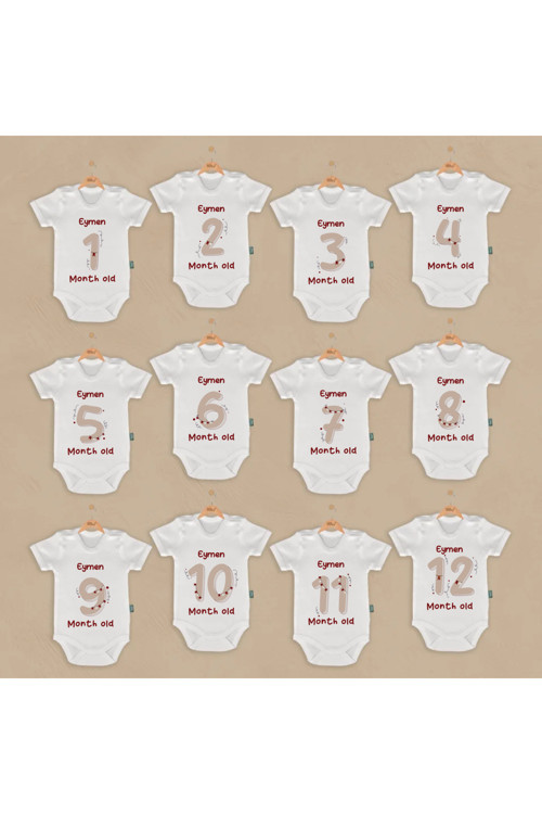 İSme Özel 12 Li Bebek Body & Zıbın Kişiye Özel Set