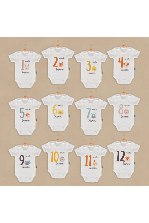 İsme Özel 12 Li Bebek Body&Zıbın Seti