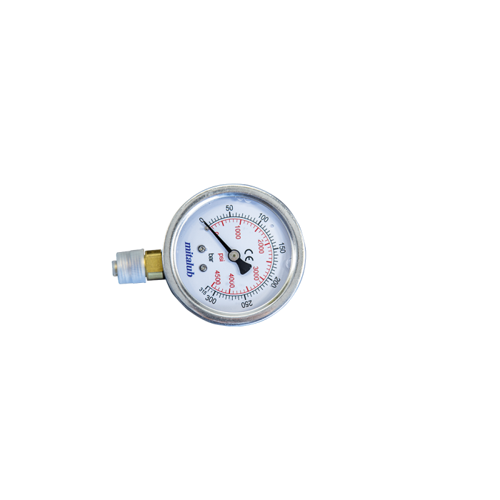 Gliserinli Paslanmaz Bourbon Tüp Japon Kaynakli Alttan Çikis Manometre 63mm x 1000bar MIGPJ631000B