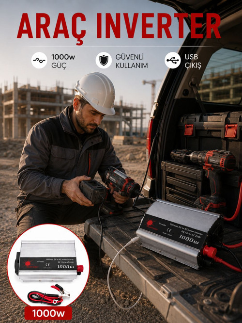 Araçtan Elektrik Kullanımı Sağlayan 1000W Akü İnvertör