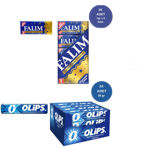(7gr x 5) x 20 - Olips (28gr x 24) Avantajlı Damla Sakız ve Olips Mentol Okaliptus Aromalı Paketi