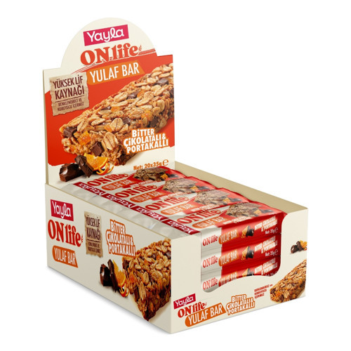 Onlife Bitter Çikolatalı ve Portakallı Yulaf Bar 35 g x20