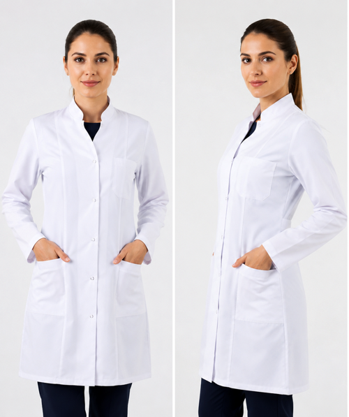 Kadın Beyaz Hakim Yaka Doktor Hemşire Öğretmen Vizit Önlük