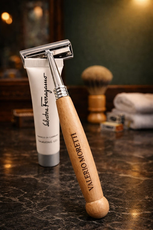 Ahşap Saplı Klasik Tıraş Bıçağı + Shaving Gel 15 ml