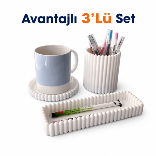 🖊️ Masaüstü Düzenleyici Avantajlı 3'lü Set – Kalemlik, Çok Amaçlı Organizer ve Düzenleyici Seti