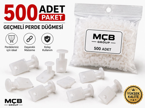 500 Adet Perde Ruleti Dikmeli Perde Düğmesi Tül ve Fon Perde Aparatı Beyaz Plastik Perde Klipsi