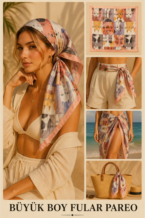 Luxury New Fular % Pareo 90 x 90 Cm Büyük Boy