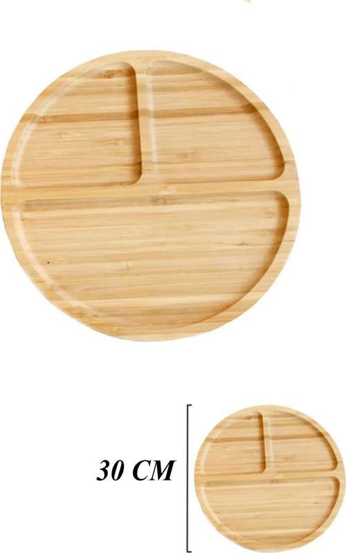 Bambu 3 Bölmeli Yuvarlak Sunumluk 30 CM