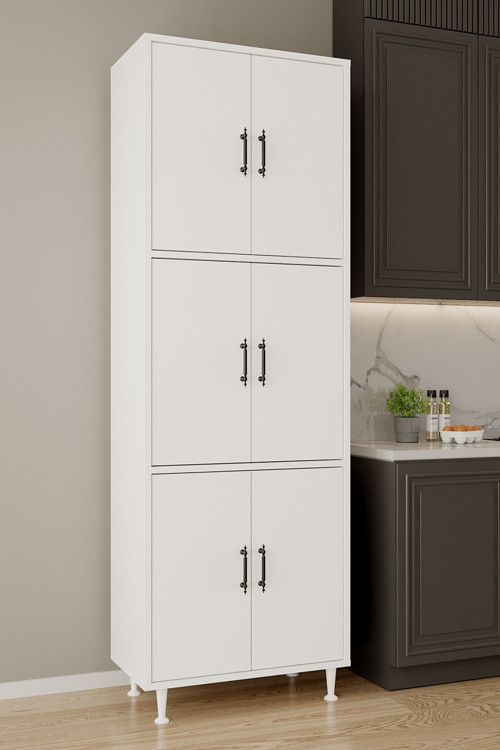Ae-3015 Mercan 6 Kapaklı Çok Amaçlı Dolap Raflı Mutfak Kiler Banyo 195X63X35 Cm Çok Amaçlı Dolap