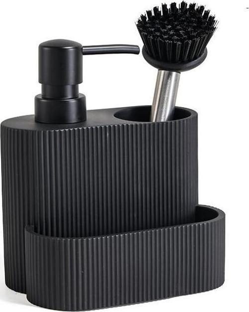 Sıvı Sabunluk Süngerlik Lavabo Fırçası Özel Tasarım Polyester Siyah