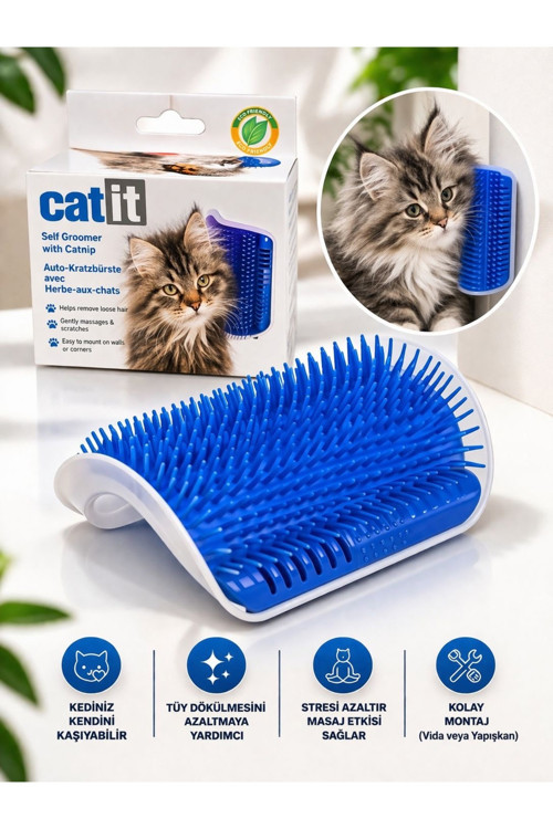 Kedi Kaşıma Tarağı Duvar Köşe Aparatı Catnipli Kedi Masaj Fırçası Tüy Toplayıcı Kaşıma Aparatı