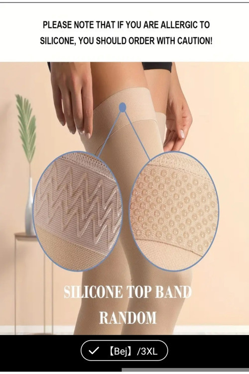 Qıongha 1 Çift 25-30Mmhg Basınç Çorapları-Uyluk Sabitleyici,Kaslar İçin,Dolaşımı Artırır,Kaymaz(3Xl)