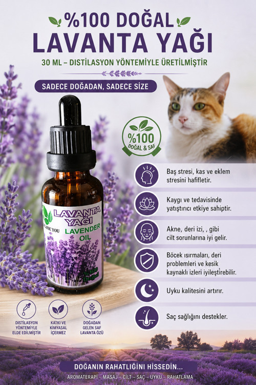 %100 Doğal Distülasyon Bitkisel Lavanta Yağı 30 Ml
