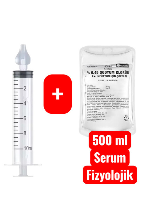 Hangzhou 1 Adet Burun Temizleme Şırıngası Silikon Başlıklı+Yedek Başlık+500 Ml Yıkama Sıvısı